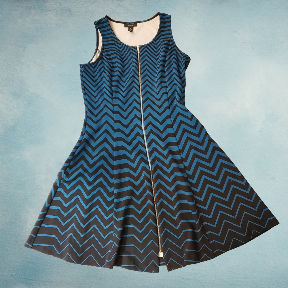 ALFANI Zig Zag Zippered Dress Geometric